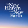 TNHTNE Ebook Book Cover The New Heaven and the New Earth. Land silhouetted behind orange ocean reflecting sunset merging in to dark blue sky with crescent moon